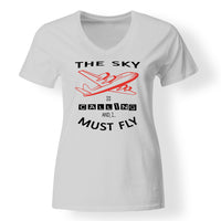 Thumbnail for The Sky is Calling and I Must Fly Designed V-Neck T-Shirts
