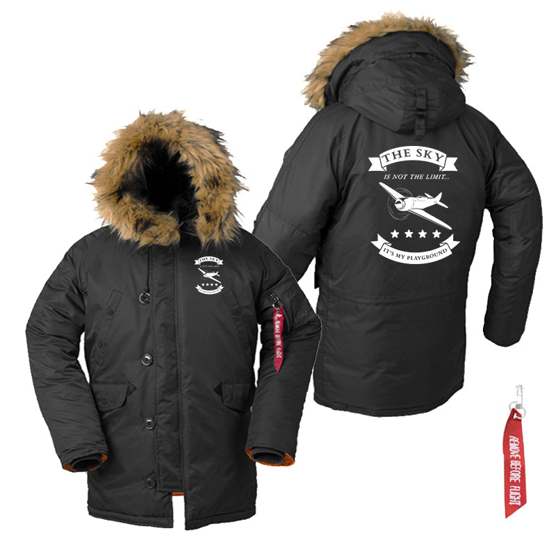 The Sky is not the limit, It's my playground Designed Parka Bomber Jackets