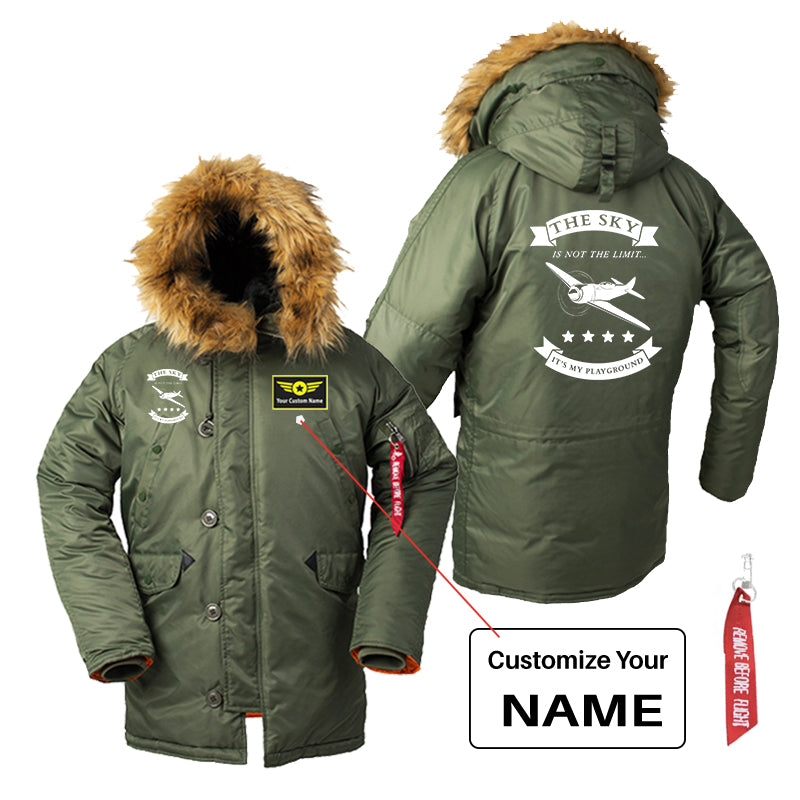 The Sky is not the limit, It's my playground Designed Parka Bomber Jackets