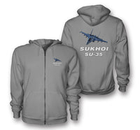 Thumbnail for The Sukhoi SU-35 Designed Zipped Hoodies