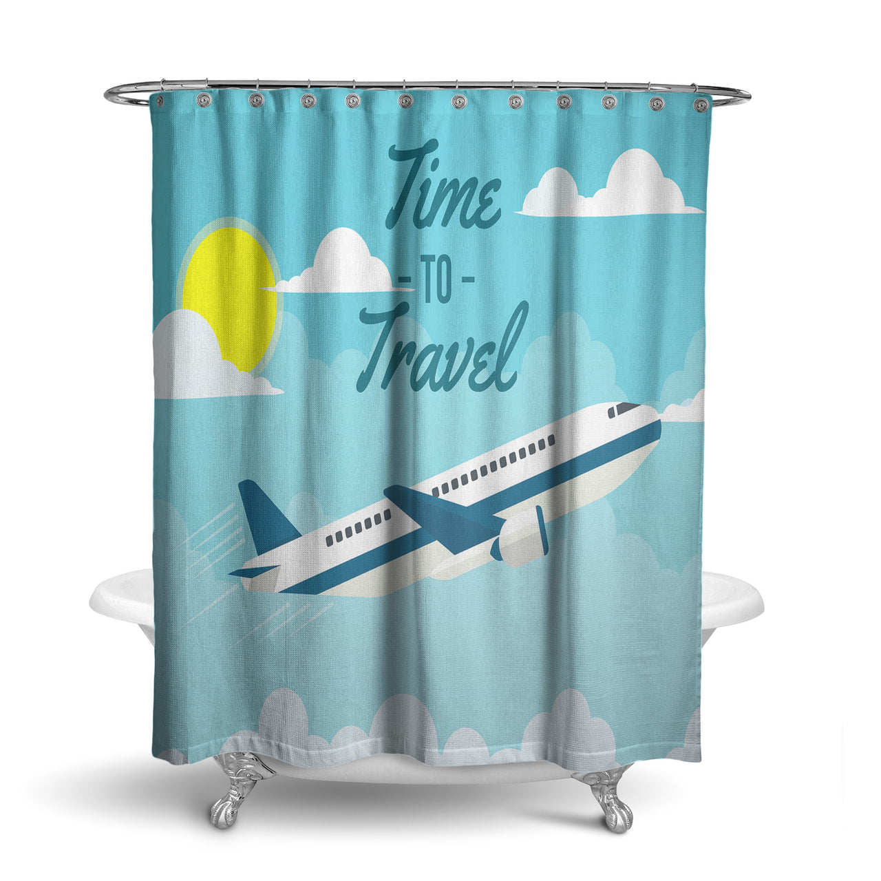 Time to Travel Designed Shower Curtains