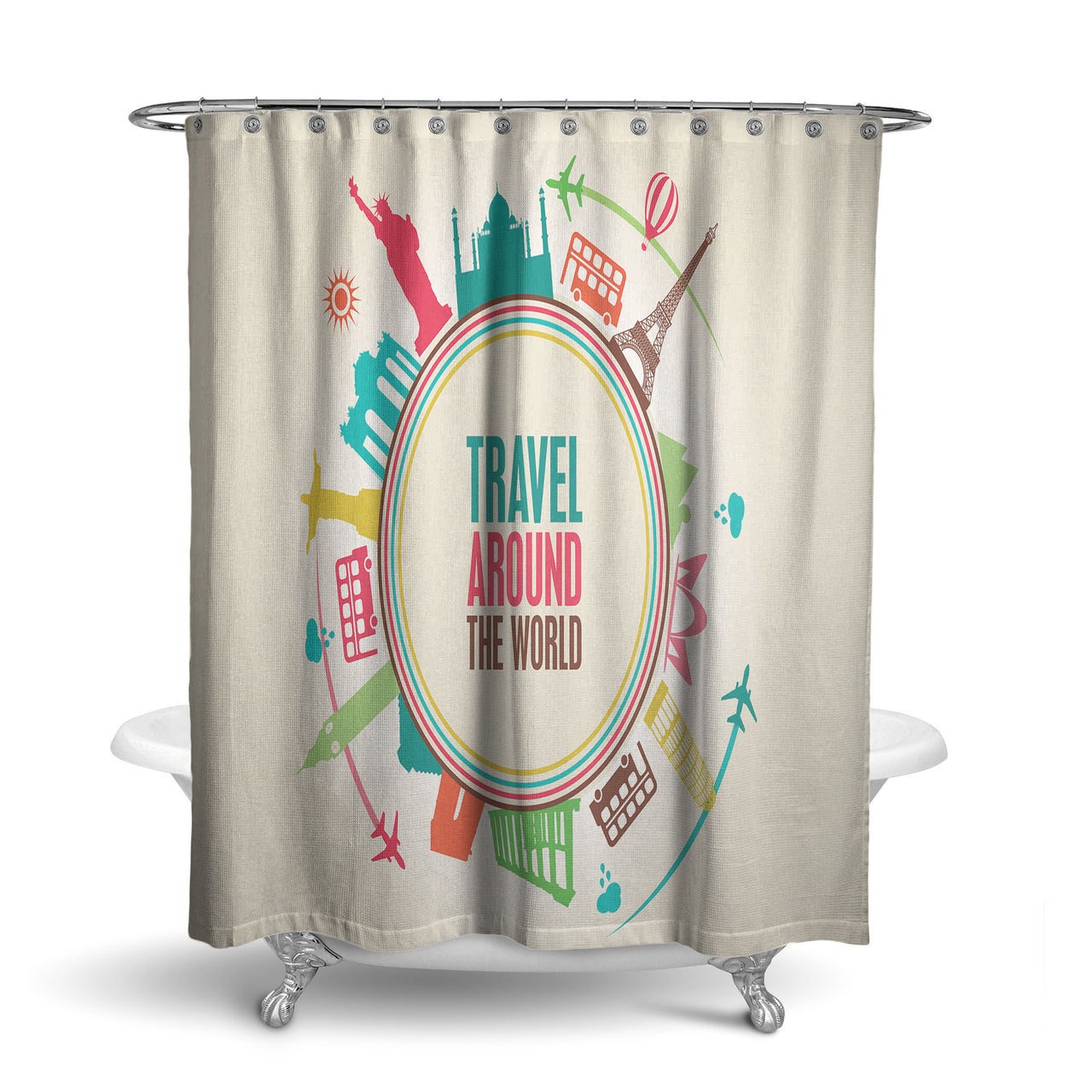 Travel Around The World Designed Shower Curtains