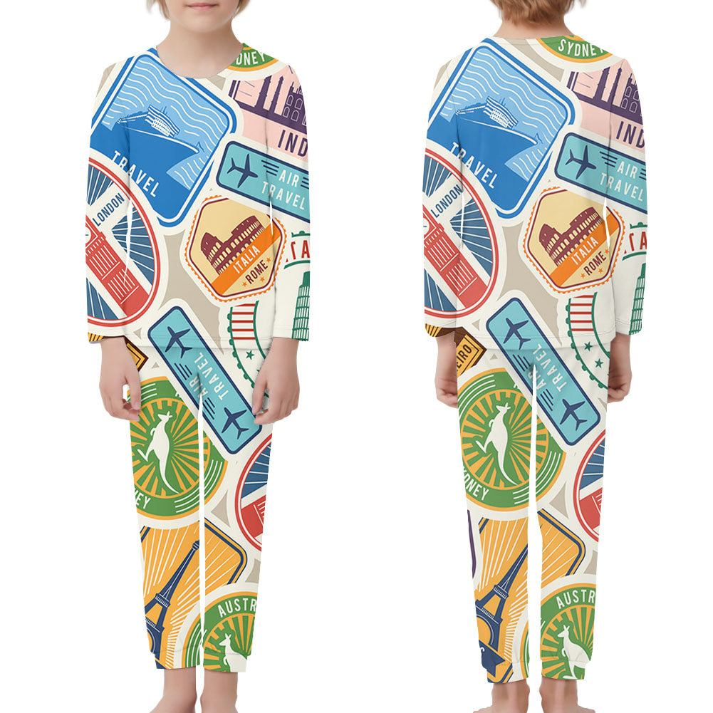 Travel Icons Designed "Children" Pijamas