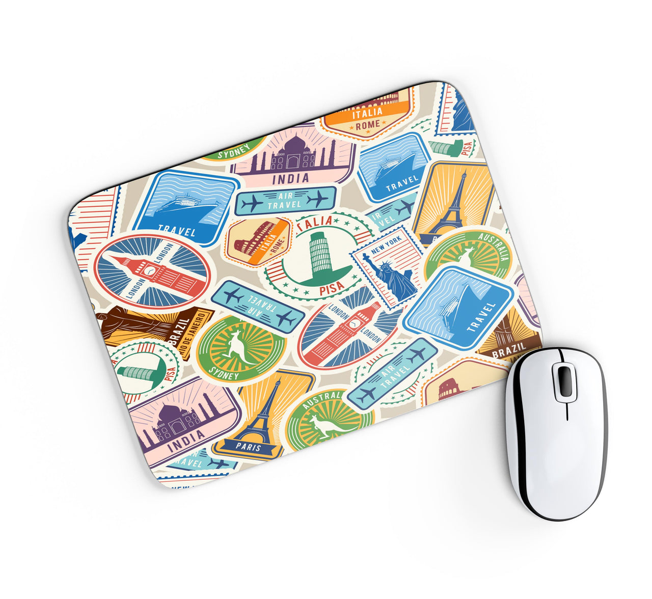 Travel Icons Designed Mouse Pads