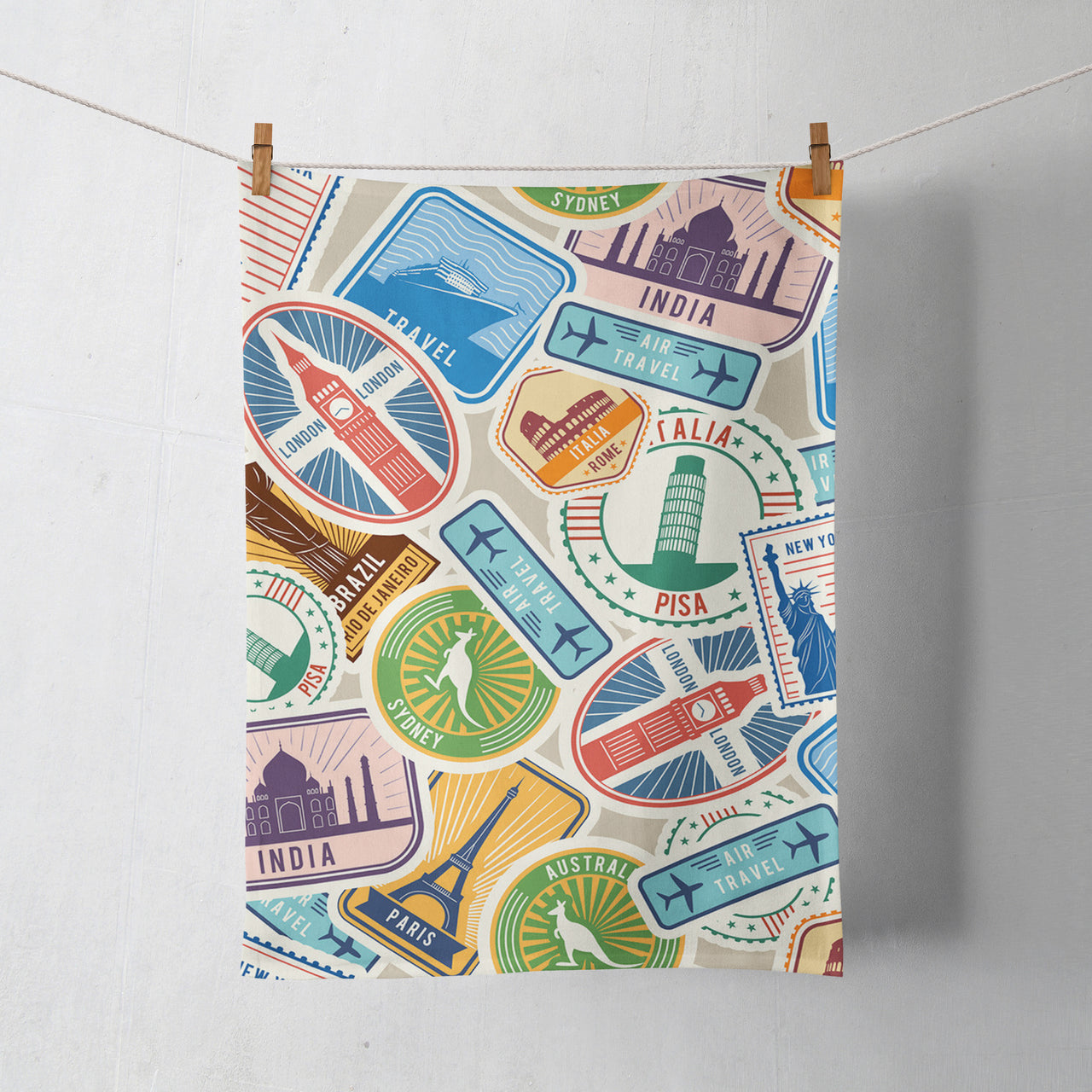 Travel Icons Designed Towels