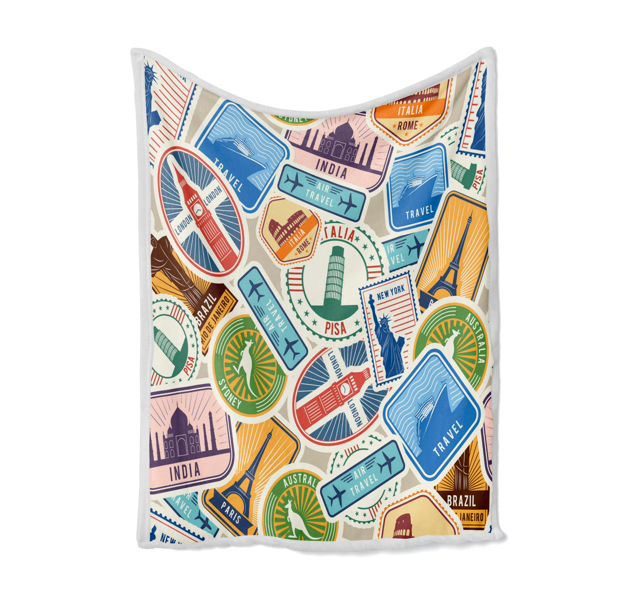 Travel Icons Designed Bed Blankets & Covers