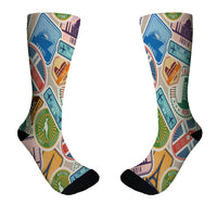 Thumbnail for Travel Icons Designed Socks