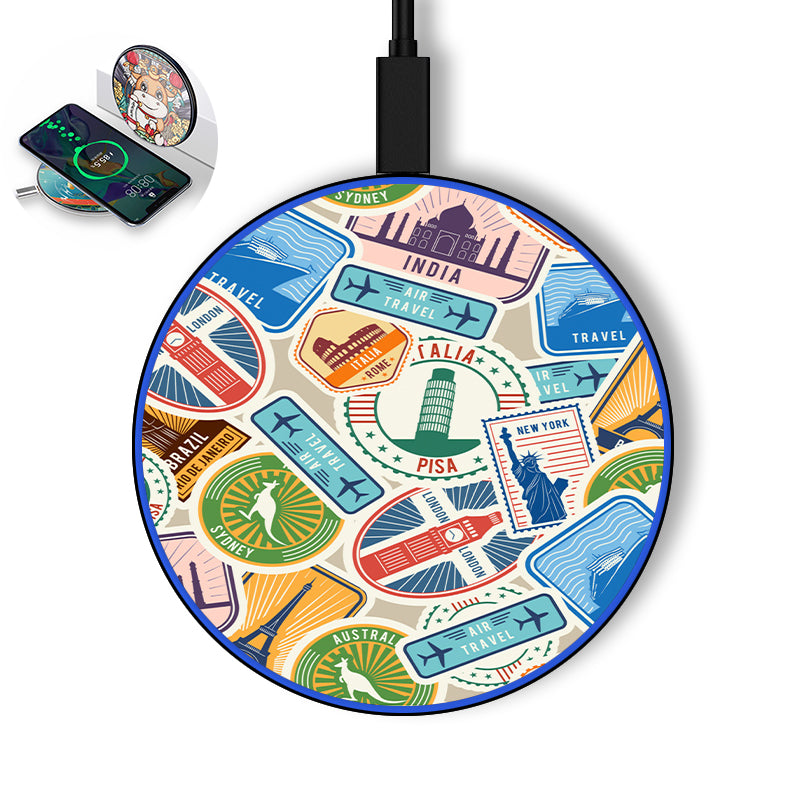 Travel Icons Designed Wireless Chargers