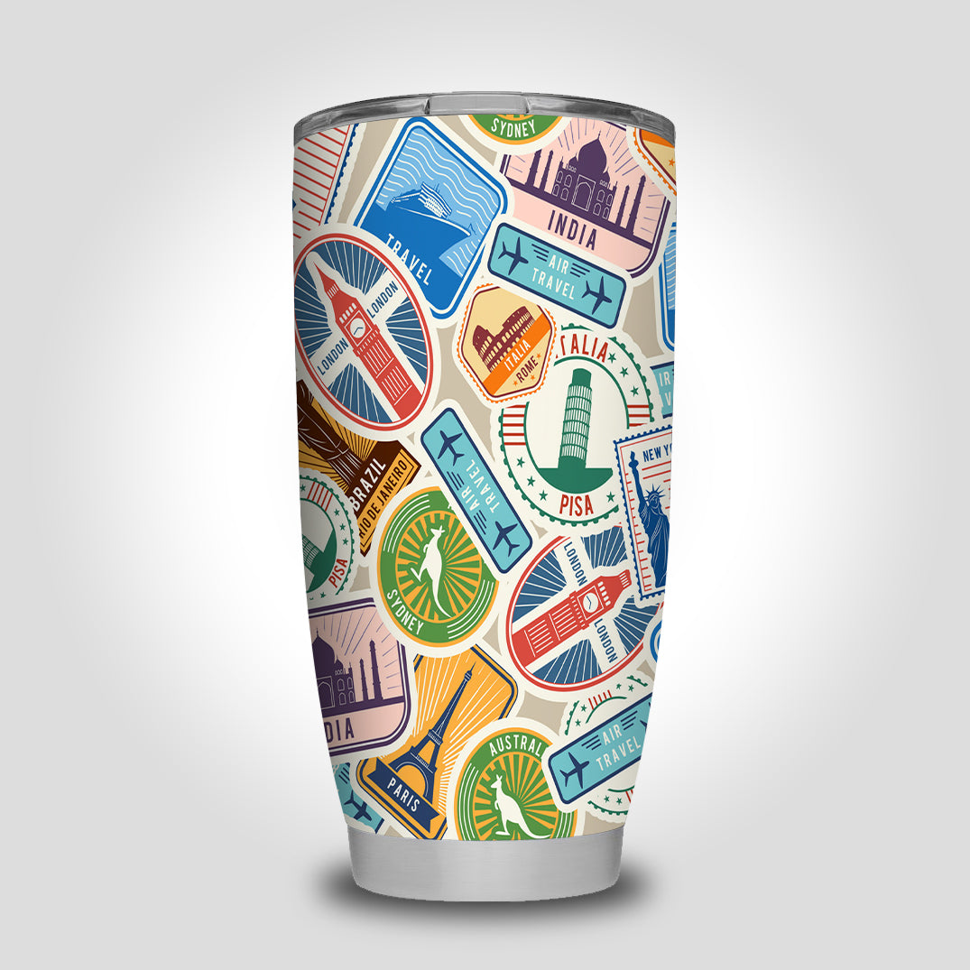 Travel Icons Designed Tumbler Travel Mugs