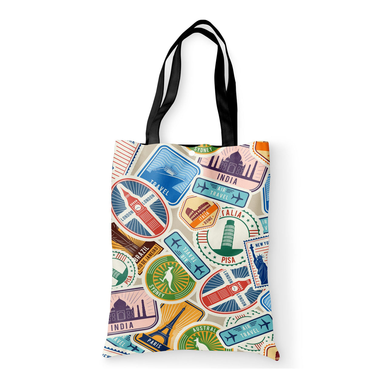 Travel Icons Designed Tote Bags