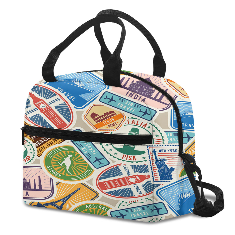 Travel Stickers Designed Lunch Bags