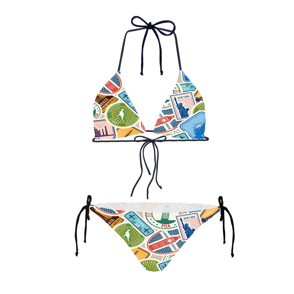 Travel Stickers Designed Triangle Bikini