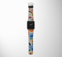 Thumbnail for Travel Stickers Designed Leather Apple Watch Straps
