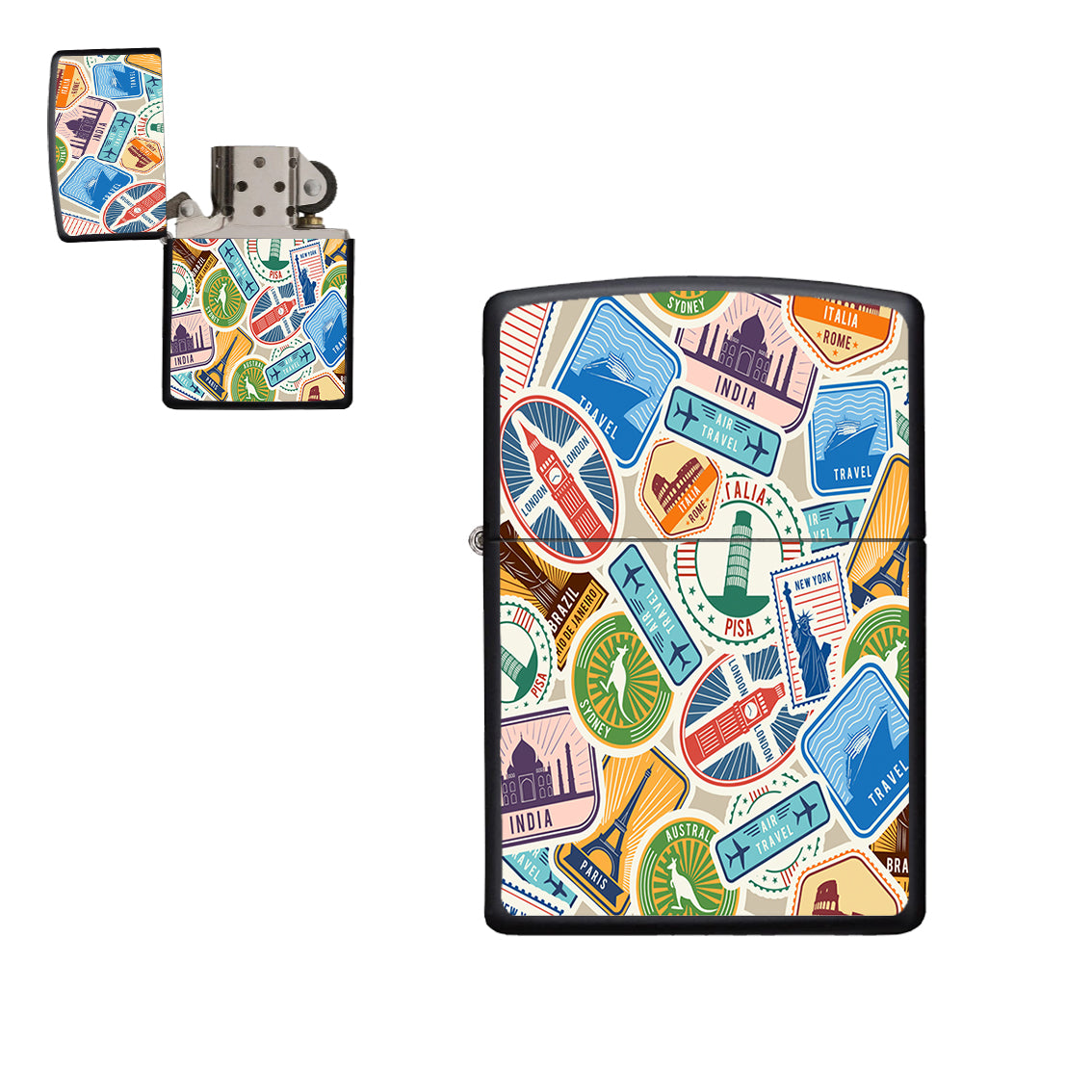 Travel Stickers Designed Metal Lighters