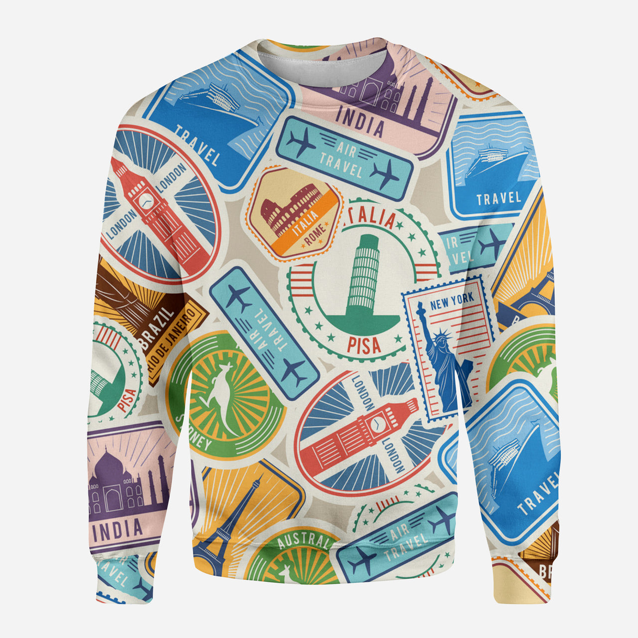 Travel Stickers Designed 3D Sweatshirts