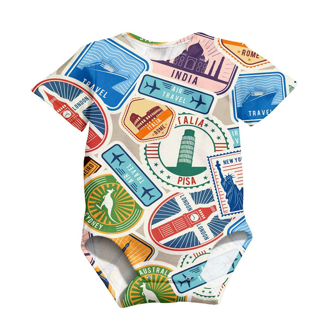 Travel Stickers Designed 3D Baby Bodysuits