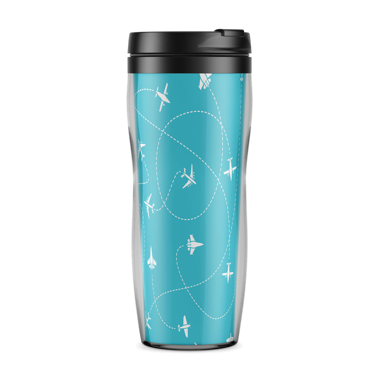Travel The The World By Plane Designed Plastic Travel Mugs