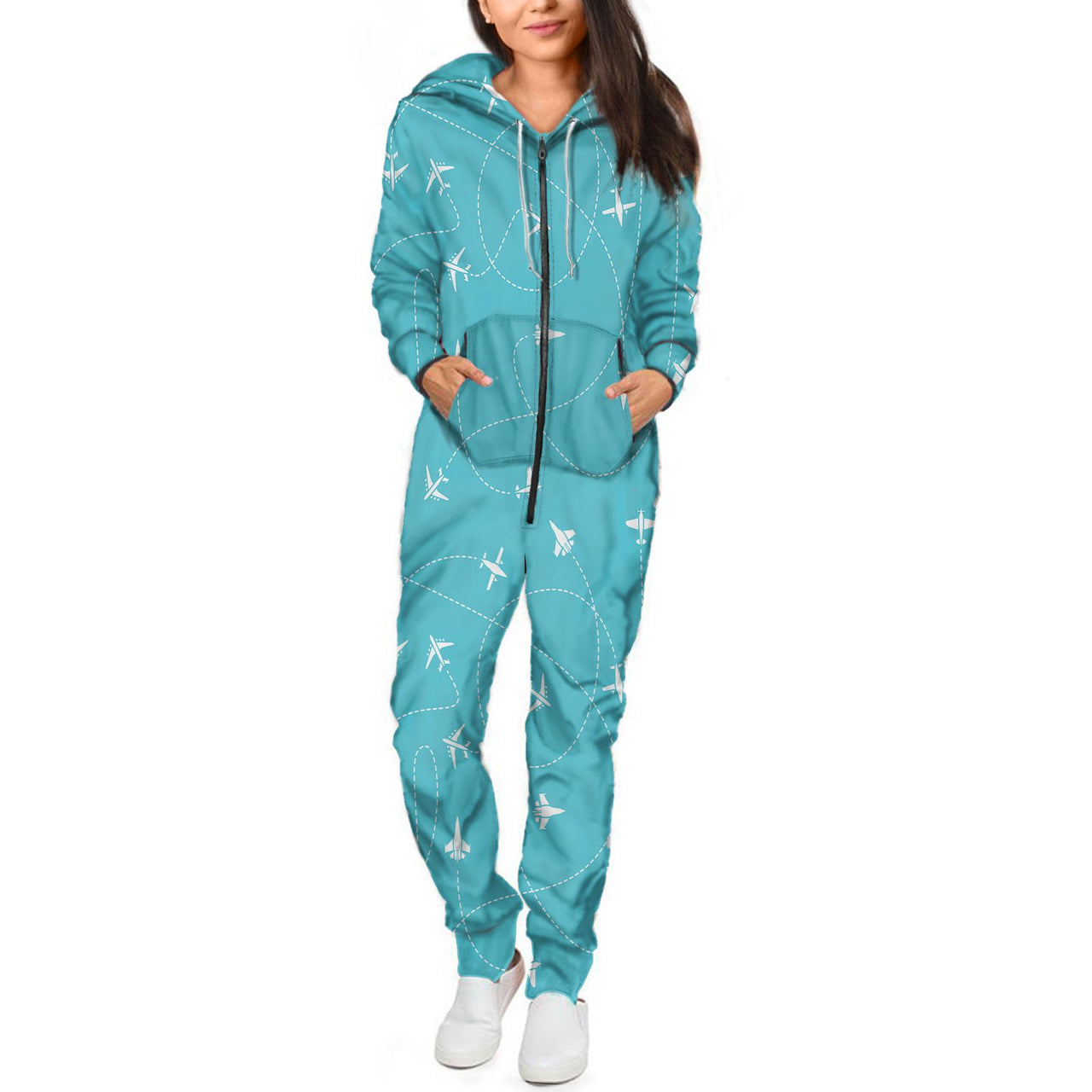Travel The The World By Plane Designed Jumpsuit for Men & Women