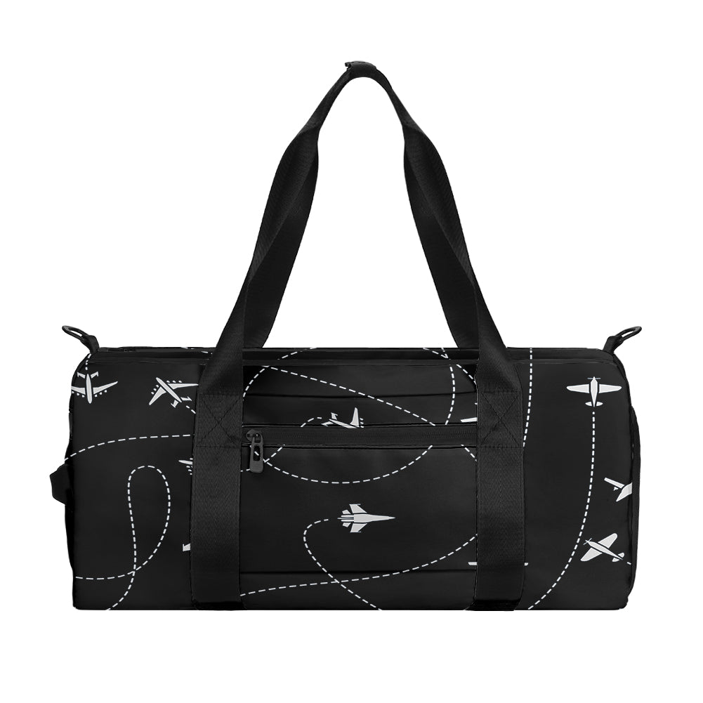 Travel The World By Plane (Black) Designed Sports Bag
