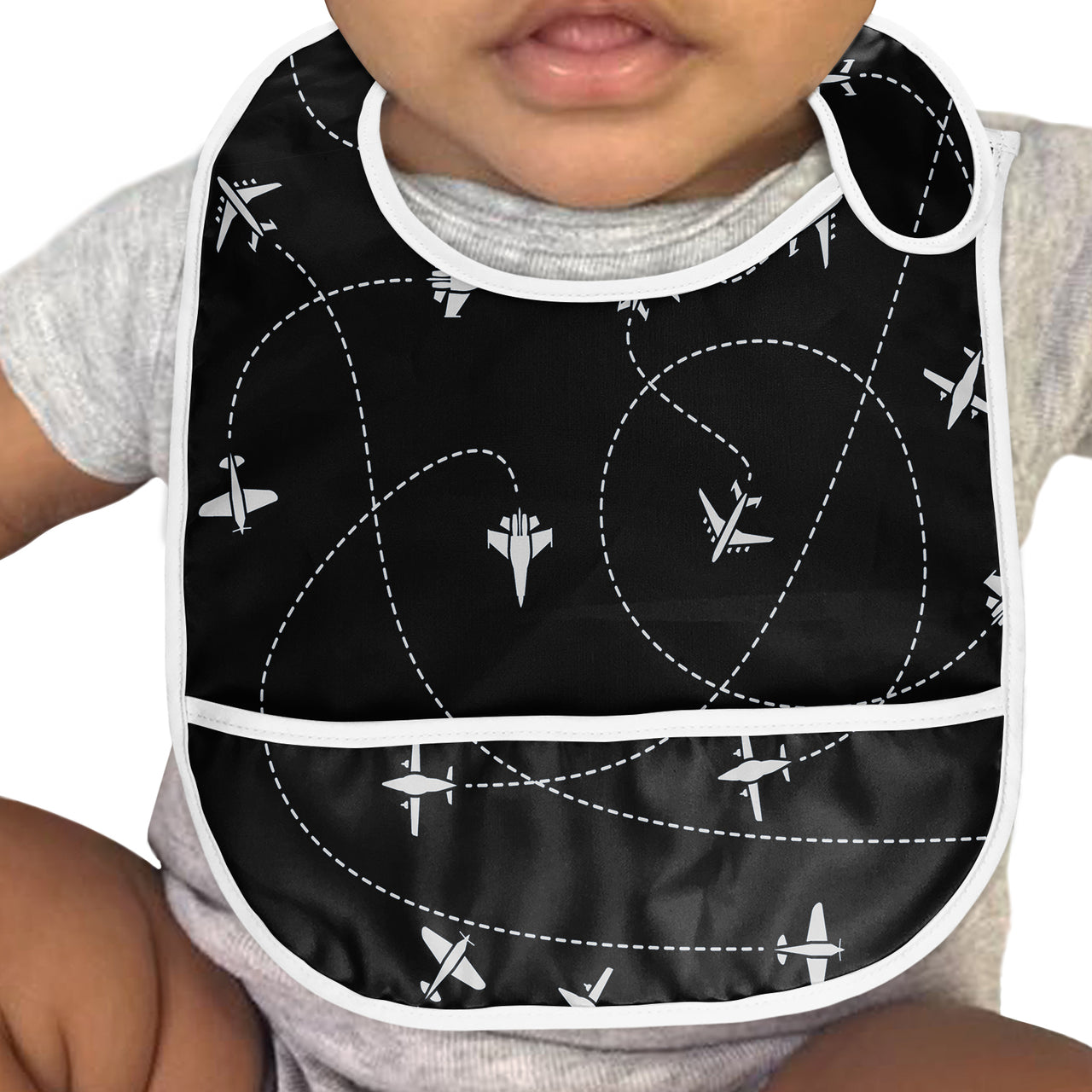 Travel The World By Plane (Black) Designed Baby Bib