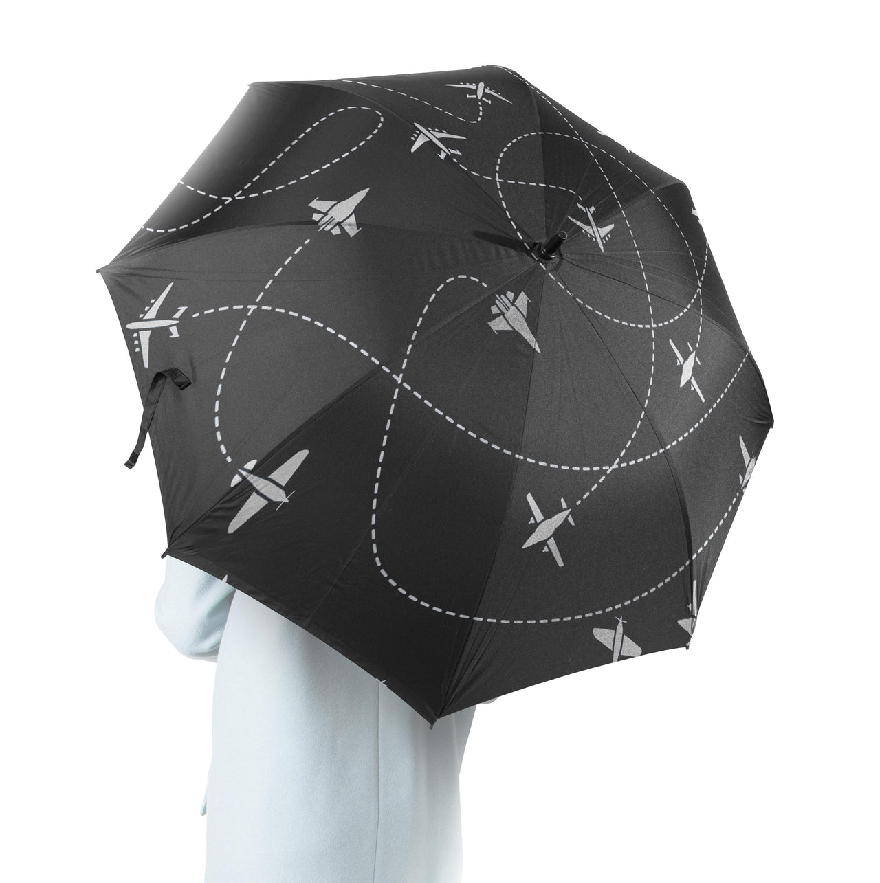 Travel The World By Plane (Black) Designed Umbrella