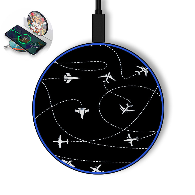Travel The World By Plane (Black) Designed Wireless Chargers