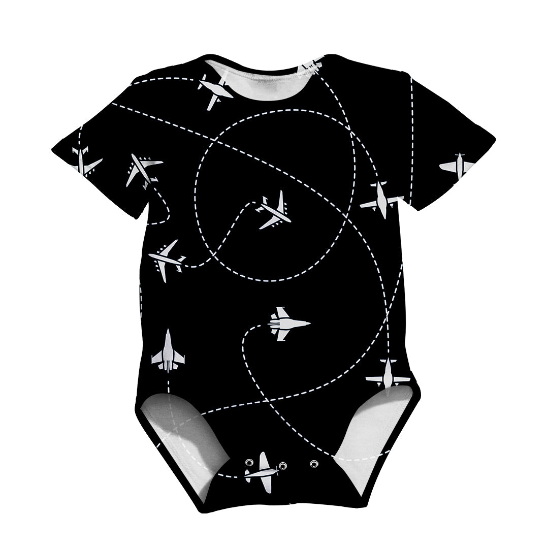 Travel The World By Plane (Black) Designed 3D Baby Bodysuits