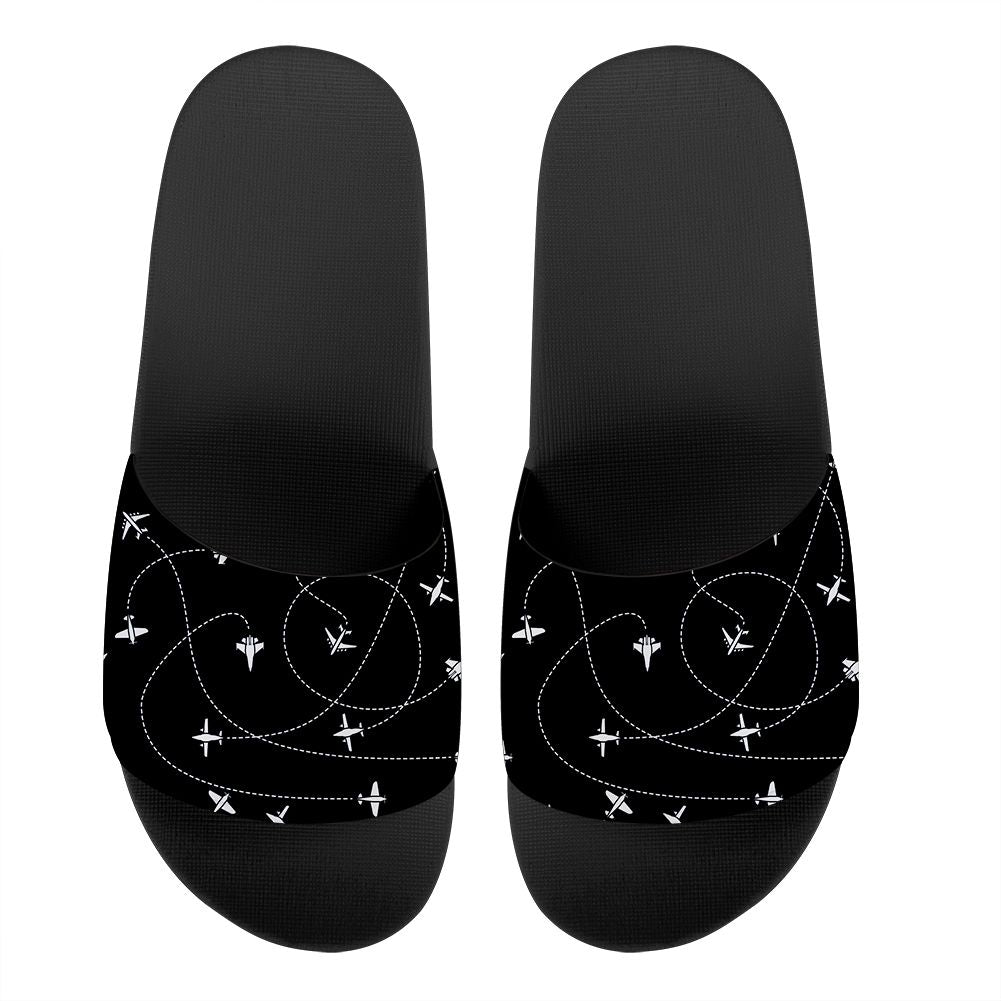 Travel The World By Plane (Black) Designed Sport Slippers