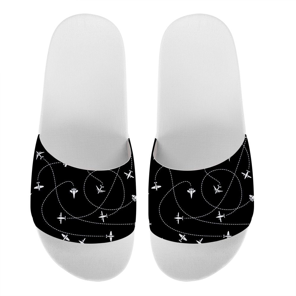 Travel The World By Plane (Black) Designed Sport Slippers