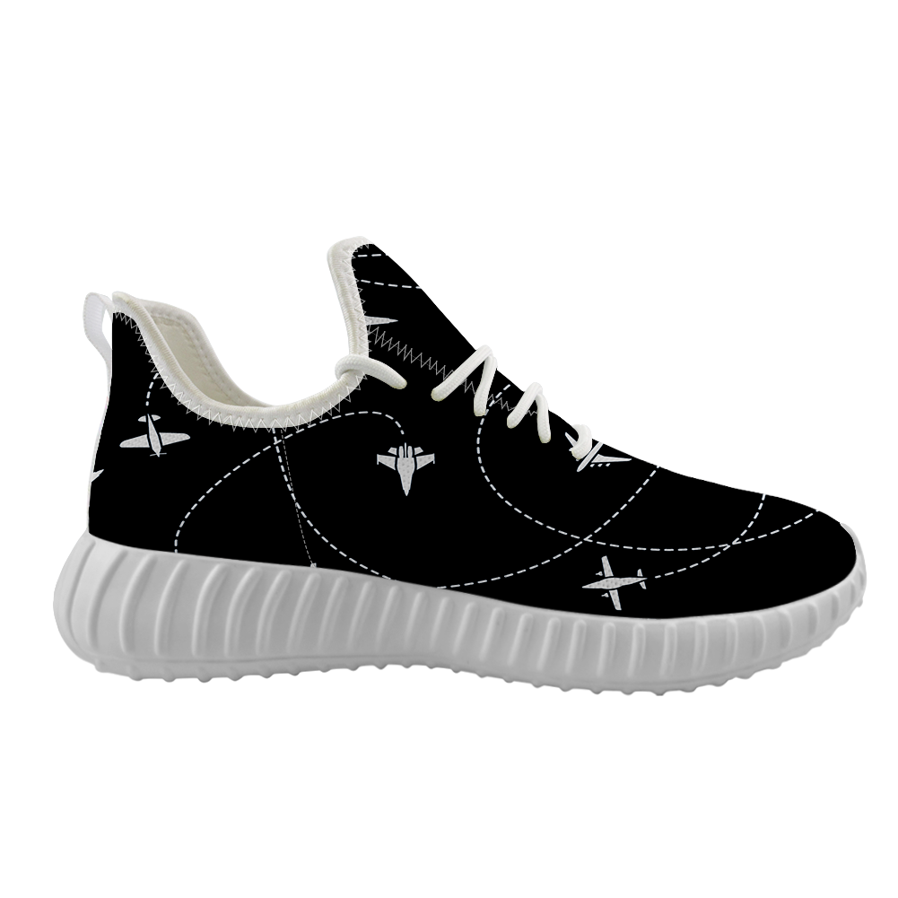 Travel The World By Plane (Black) Designed Sport Sneakers & Shoes (WOMEN)