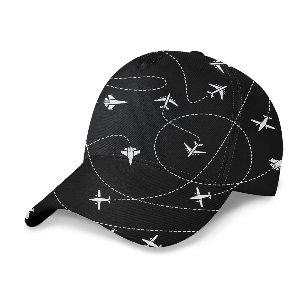 Travel The World By Plane (Black)  Designed 3D Peaked Cap