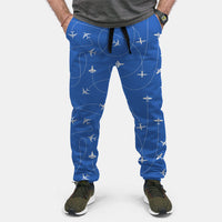 Thumbnail for Travel The World By Plane (Blue) Designed Sweat Pants & Trousers