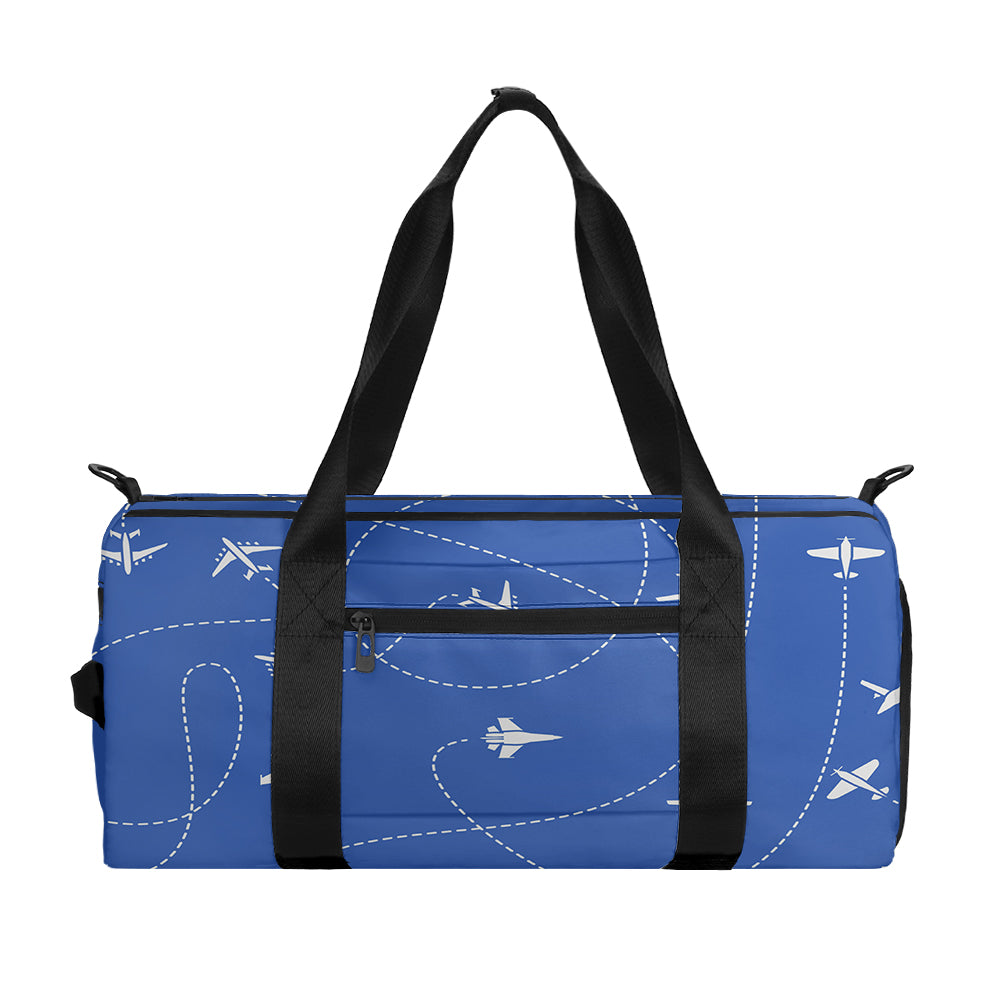 Travel The World By Plane (Blue) Designed Sports Bag