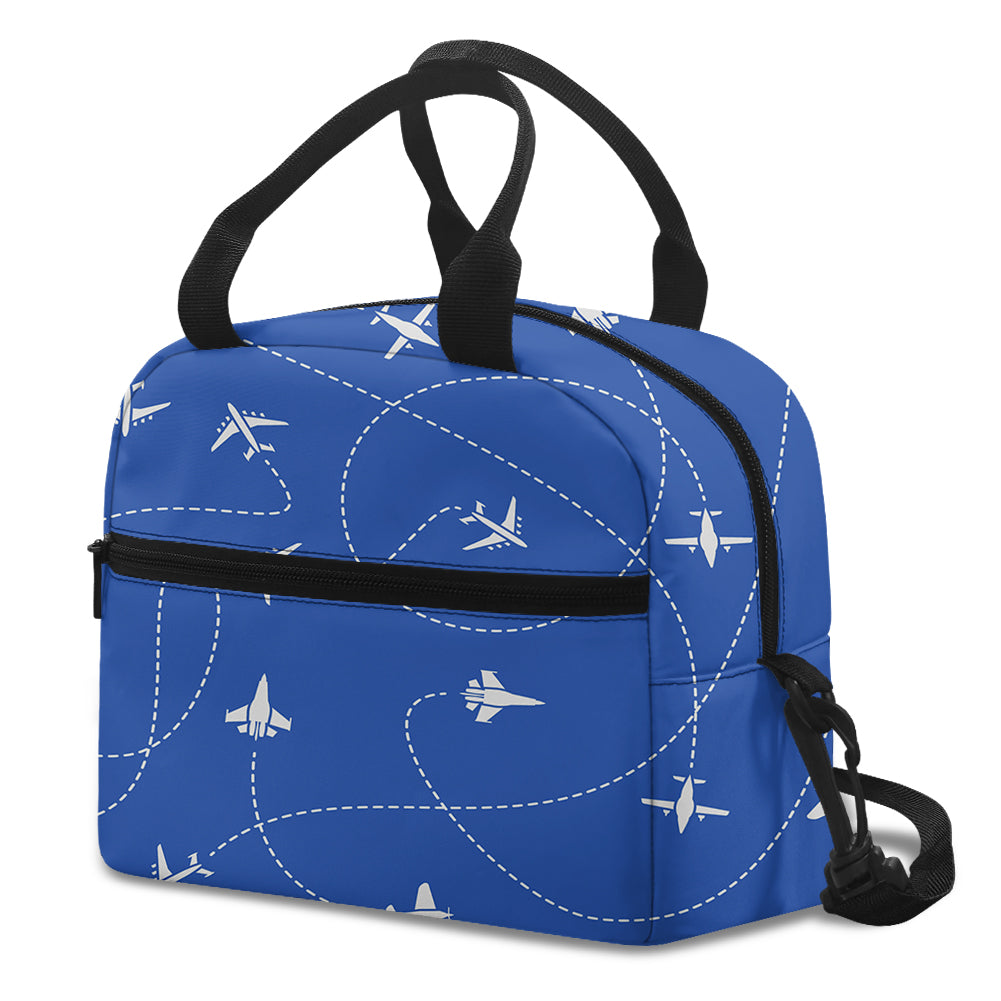 Travel The World By Plane (Blue) Designed Lunch Bags