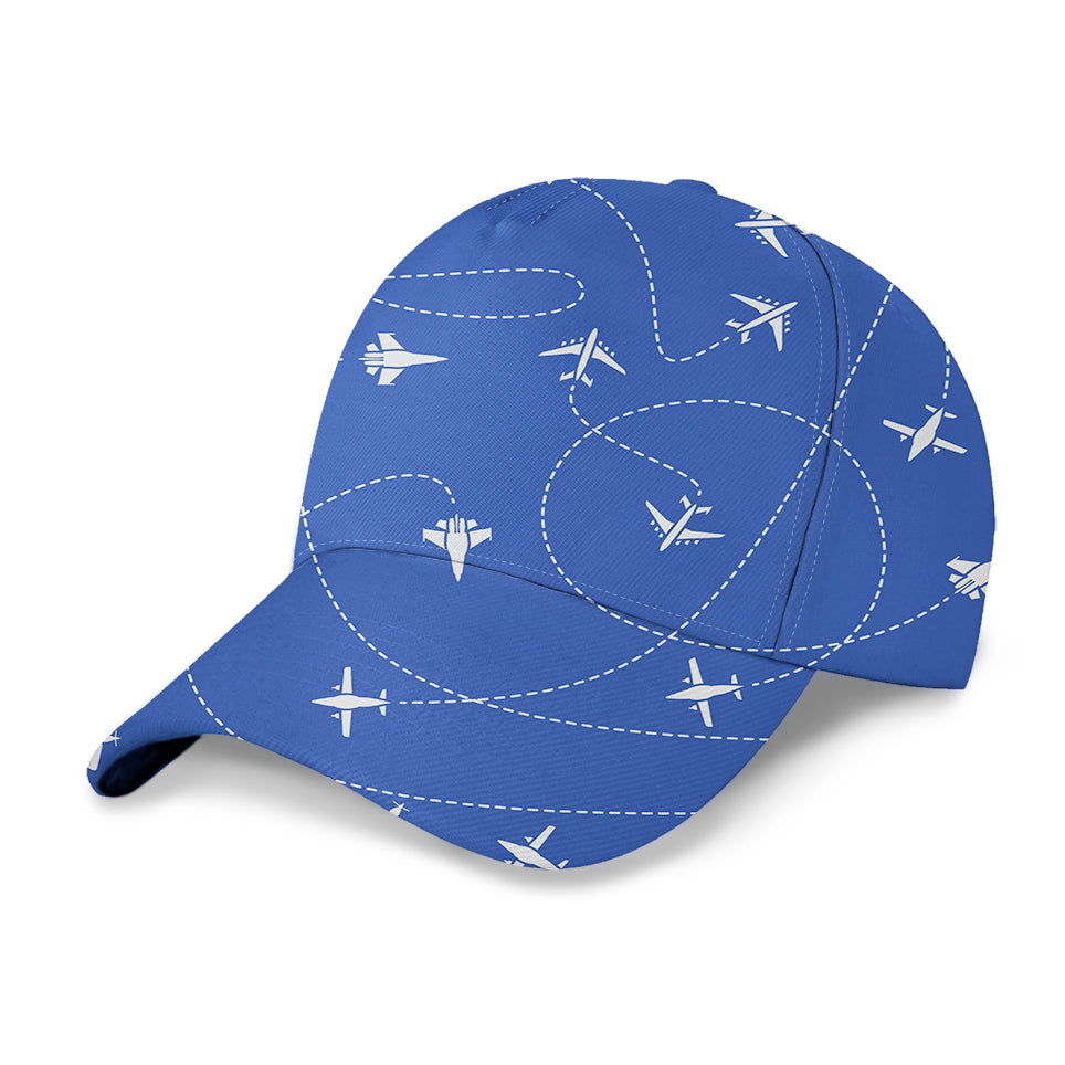 Travel The World By Plane (Blue) Designed 3D Peaked Cap
