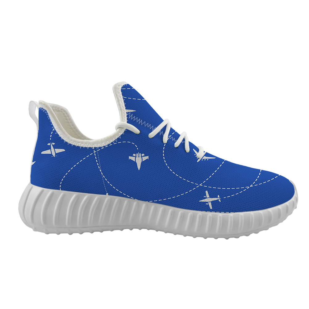 Travel The World By Plane (Blue) Designed Sport Sneakers & Shoes (MEN)