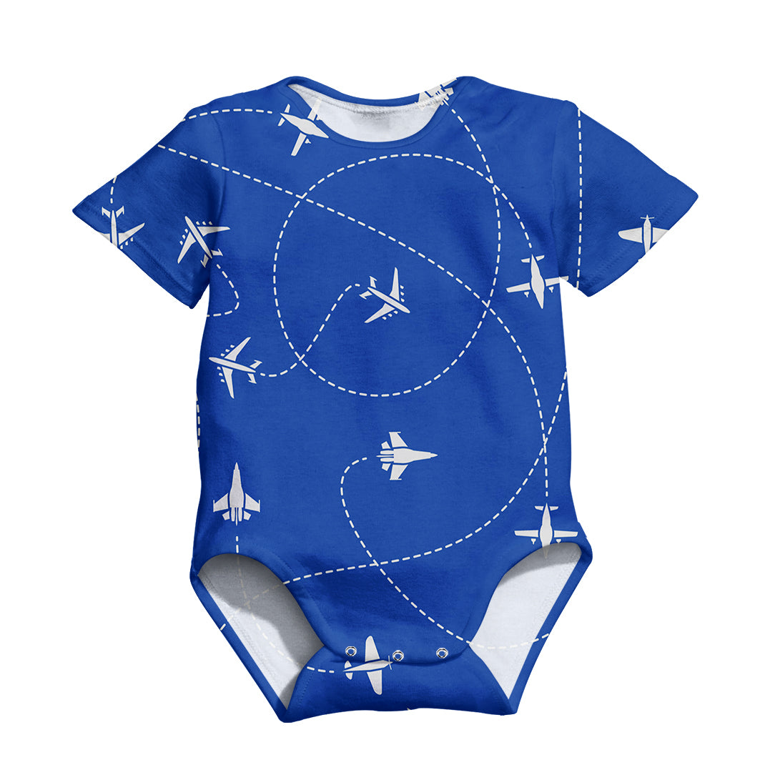 Travel The World By Plane (Blue) Designed 3D Baby Bodysuits