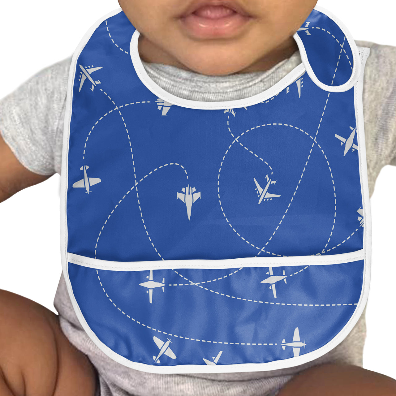 Travel The World By Plane (Blue) Designed Baby Bib