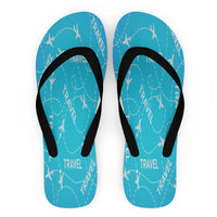 Thumbnail for Travel & Planes Designed Slippers (Flip Flops)