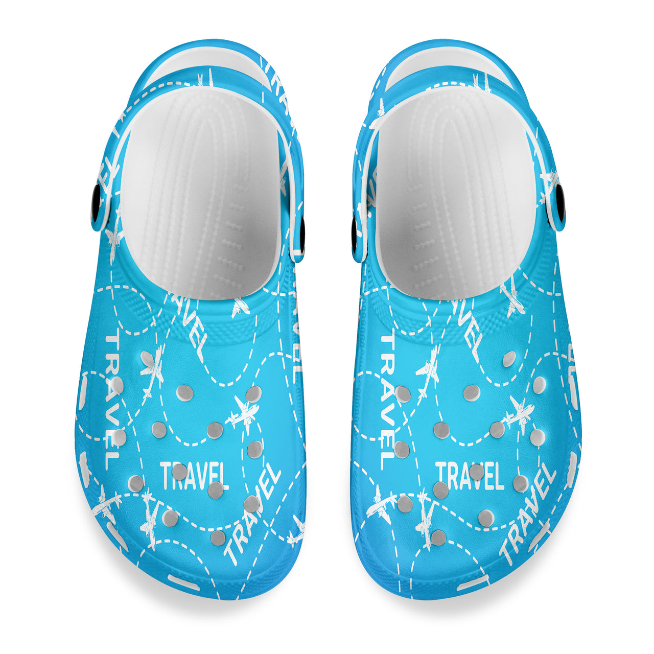 Travel & Planes Designed Hole Shoes & Slippers (WOMEN)
