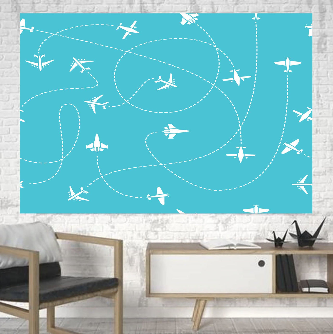 Travel The The World By Plane Printed Canvas Posters (1 Piece) Aviation Shop 