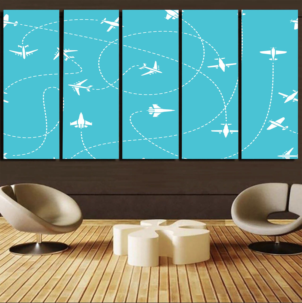 Travel The The World By Plane Canvas Prints (5 Pieces) Aviation Shop 
