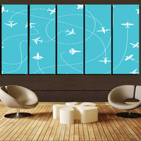 Thumbnail for Travel The The World By Plane Canvas Prints (5 Pieces) Aviation Shop 