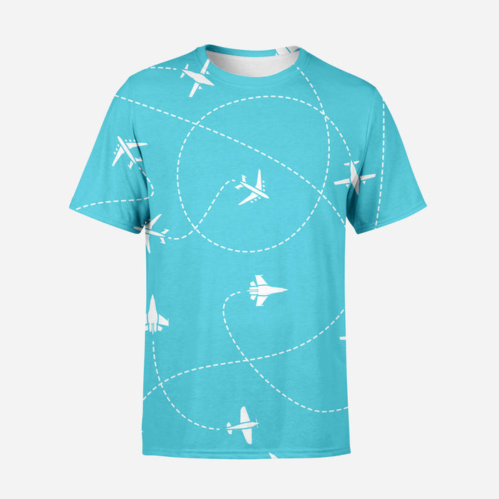 Travel The World By Plane Printed 3D T-Shirts