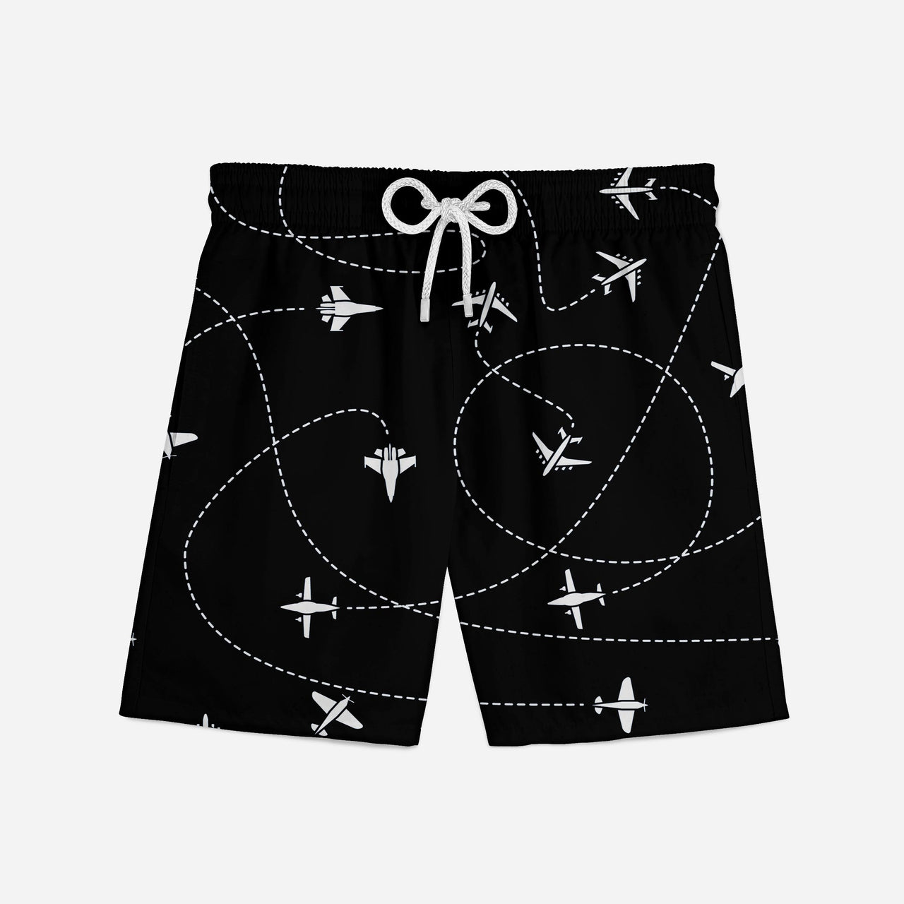Travel The World By Plane (Black) Designed Swim Trunks & Shorts