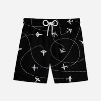 Thumbnail for Travel The World By Plane (Black) Designed Swim Trunks & Shorts