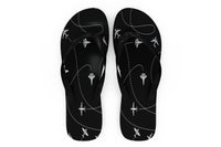 Thumbnail for Travel The World By Plane (Black) Designed Slippers (Flip Flops)