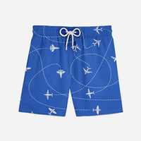 Thumbnail for Travel The World By Plane (Blue) Designed Swim Trunks & Shorts