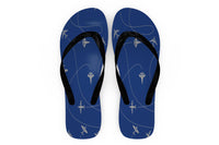 Thumbnail for Travel The World By Plane (Blue) Designed Slippers (Flip Flops)