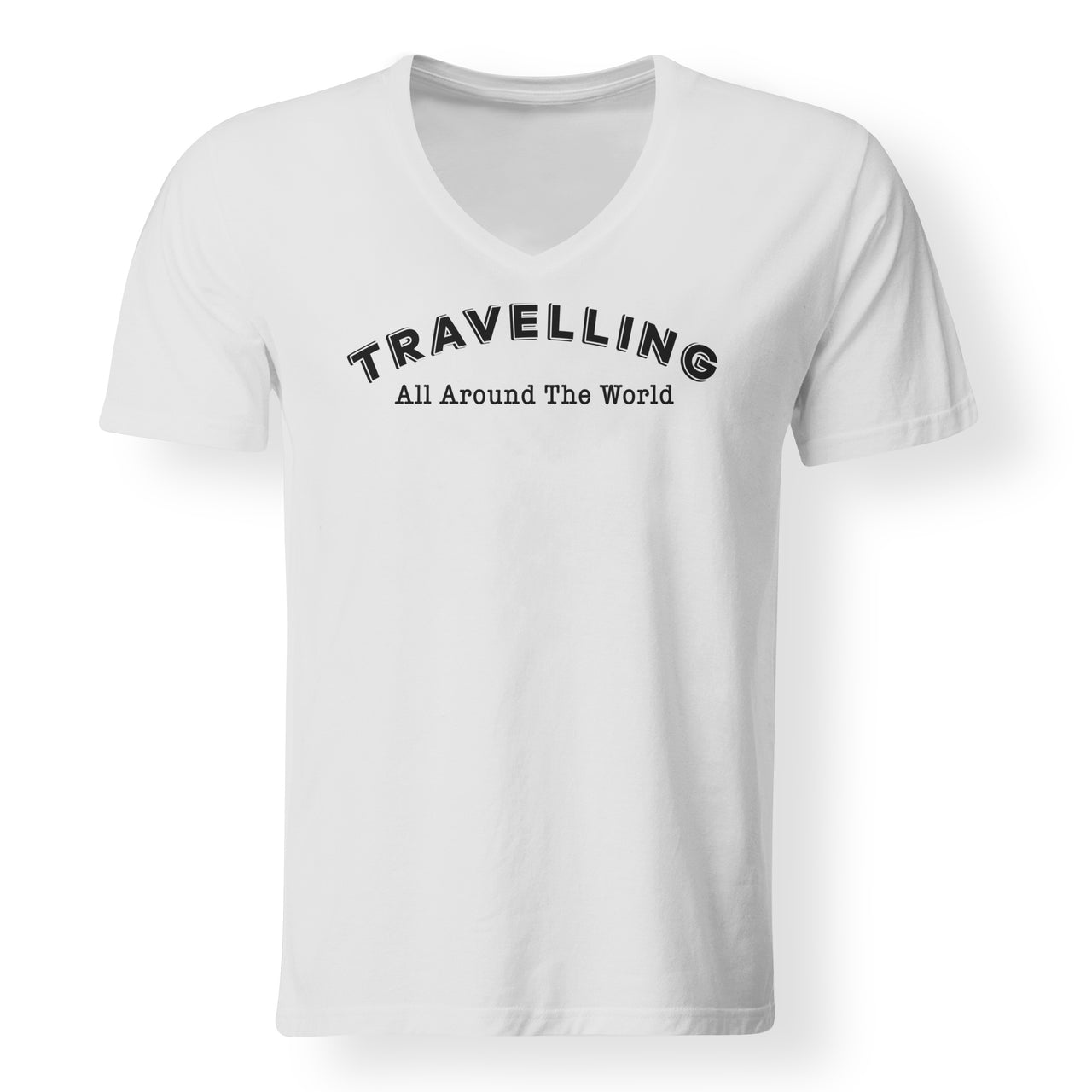 Travelling All Around The World Designed V-Neck T-Shirts